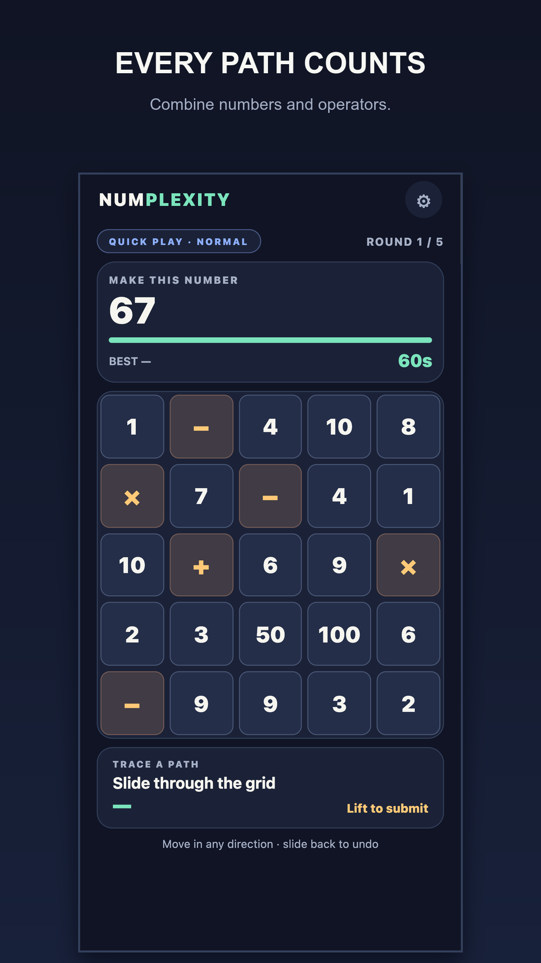 Numplexity gameplay board