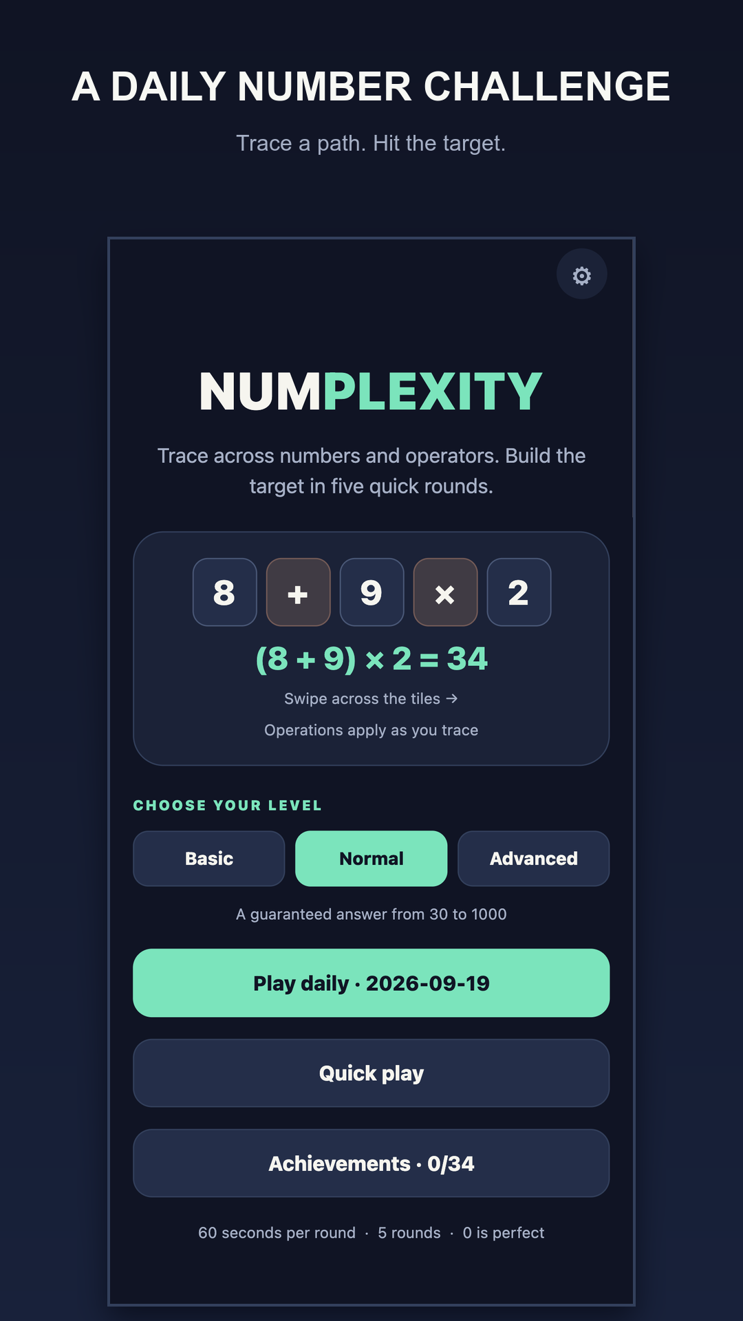 Numplexity home screen showing Daily and Quick Play